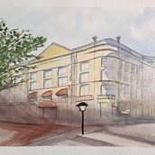 HÔTEL DES INDES ( La Haye / Nederland). Sketching, Drawing, Watercolor Painting, Architectural Illustration & Ink Illustration project by Sandrine Garnier - 11.25.2021