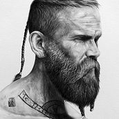 Project of Baldur from God of War. Portrait made by using chalcography technique in a digital way. Traditional illustration, Drawing, and Digital Illustration project by Marco Panarese - 10.02.2021