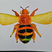 Watercolour Bee. Traditional illustration project by Ashlee M - 11.26.2021