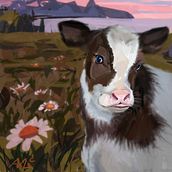 My project in Caricature Drawing with Infinite Painter course Cow in a field and an Alpaca at the hairdresser.’s. Un progetto di Illustrazione tradizionale e Illustrazione digitale di Agnes McLaughlin - 31.12.2021