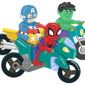 Superhéroes en motocicletas. Un proyecto de Ilustración tradicional y Diseño de Deneth Angulo - 06.11.2021