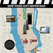 Infografica New York Movie Map . Ilustração tradicional, Design editorial, Design gráfico, Infografia e Ilustração vetorial projeto de Dominga Colonna - 01.12.2021
