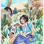 Ilustración en acuarela con influencia japonesa. Un progetto di Illustrazione tradizionale, Disegno e Pittura ad acquerello di Mario Jesus Mendez Martinez - 02.12.2021