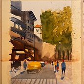 Il mio progetto del corso: Paesaggi urbani ad acquerello. Un proyecto de Bellas Artes, Pintura a la acuarela e Ilustración arquitectónica de masinialessio - 02.12.2021