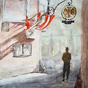 My project in Modern Techniques for Watercolor Cityscapes course. Painting, and Watercolor Painting project by robbi28 - 12.02.2021