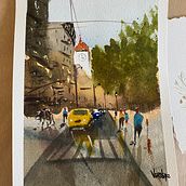 Mi Proyecto del curso: Paisajes urbanos en acuarela. Fine Arts, Watercolor Painting, and Architectural Illustration project by MARIA VERONICA H LOPEZ - 12.04.2021
