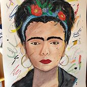 Frida illustrato ad acquerello. Traditional illustration, Fine Arts, Painting, Drawing, Watercolor Painting, Portrait Drawing, and Artistic Drawing project by Emanuele Borgia - 12.06.2021