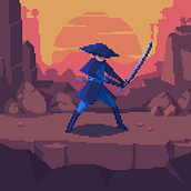 Mi Proyecto del curso: Blue Samuray. Character Design, Video Games, Pixel Art, and Game Design project by leonardomejialoaiza - 12.07.2021