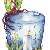 Mein Kursprojekt: Excalibur. Traditional illustration, Drawing, Watercolor Painting, and Editorial Illustration project by Erika Pfeifer - 12.07.2021