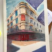 My project in Architectural Sketching with Watercolor and Ink course. Sketching, Drawing, Watercolor Painting, Architectural Illustration, Sketchbook & Ink Illustration project by misziynaddie - 12.06.2021