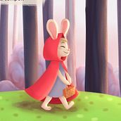 Chapeuzinho Coelho. Ilustração tradicional, Desenho, Ilustração digital, Ilustração infantil, Desenho digital, Pintura digital, e Narrativa projeto de Lauren Fantin - 08.12.2021