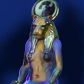 Sekhmet. Un progetto di Illustrazione tradizionale, 3D, Character design, Illustrazione digitale, Modellazione 3D, Character design 3D e Pittura digitale di Agnes Michalczyk - 08.12.2021