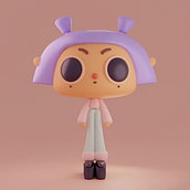 My project in Kawaii Character Creation in 3D with Blender course. Traditional illustration, Character Design, Digital Illustration, 3D Modeling, and Manga project by Beata Kępa - 12.09.2021
