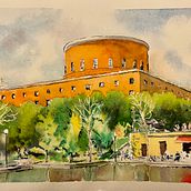 My project in Architectural Sketching with Watercolor and Ink course. Sketching, Drawing, Watercolor Painting, Architectural Illustration, Sketchbook & Ink Illustration project by jdonpeterson - 12.09.2021