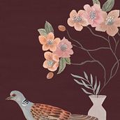 Tourterelles et hellébores : design et composition. Traditional illustration, Accessor, Design, Fashion Design, Printing, and Gouache Painting project by Véronique Gaudiot - 12.11.2021