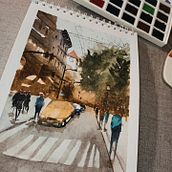 My project in Urban Landscapes in Watercolor course. Un projet de Beaux Arts, Aquarelle et Illustration architecturale de myhasson23 - 11.12.2021