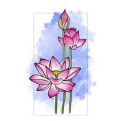 Lotus flower. Traditional illustration, Advertising, Graphic Design, Digital Illustration, Printing, Botanical Illustration, Floral, and Plant Design project by Debora Torigoe - 12.10.2021