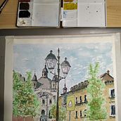 Mi Proyecto del curso: Técnicas modernas para paisajes urbanos en acuarela. Un proyecto de Pintura y Pintura a la acuarela de José Luis - 10.12.2021