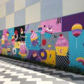 Mural & Ceiling for Vegan Bakery @ BunnieCakes. Traditional illustration, Art Direction, and Painting project by Amaranta Martínez - 12.10.2021