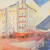 Mein Kursprojekt: Architektonische Zeichnung mit Aquarell und Tinte. Sketching, Drawing, Watercolor Painting, Architectural Illustration, Sketchbook & Ink Illustration project by Moni - 12.10.2021