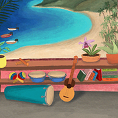 Zoom Background for Virtual Music Classroom. Traditional illustration project by Nicole Smillo - 12.10.2021