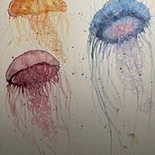 My first jellyfish (with salt). Watercolor Painting project by Lorena Bari - 12.14.2021