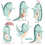 Alligator Character Page. Children's Illustration, Traditional illustration, and Digital Illustration project by Katie Stack - 12.14.2021