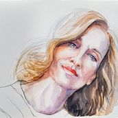 My project in Artistic Portrait with Watercolors course. Fine Arts, Painting, Watercolor Painting, and Portrait Drawing project by Zora Poznic Polh - 12.14.2021