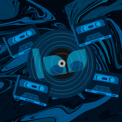Vinyl 100th - Blue Band. Traditional illustration, and Design project by Arismendy Santana - 04.14.2021