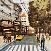 Meu projeto do curso: Paisagens urbanas em aquarela. Fine Arts, Watercolor Painting, and Architectural Illustration project by liliangar6 - 12.12.2021