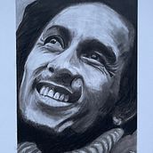 My Bob Marley in Charcoal. Traditional illustration, Fine Arts, Drawing, Portrait Drawing, Realistic Drawing, and Artistic Drawing project by Jean-Paul de Poorter - 12.16.2021