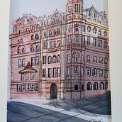 My project in Architectural Sketching with Watercolor and Ink course - Manchester Midland Hotel. Sketching, Drawing, Watercolor Painting, Architectural Illustration, Sketchbook & Ink Illustration project by slbrrly - 01.23.2022