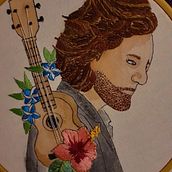 My project in Embroidered Portraits in Watercolor course. Un proyecto de Pintura, Pintura a la acuarela, Bordado y Diseño textil de Sara De Preter - 17.12.2021
