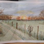 Paisajes naturales en acuarela, atardecer en Cañuelas.. Projekt z dziedziny  Sztuki piękne,  Malarstwo i Malowanie akwarelą użytkownika Salvador Morrone - 19.12.2021