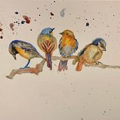 Mon projet du cours : Techniques artistiques d'aquarelle pour illustrer les oiseaux. Un projet de Illustration traditionnelle, Aquarelle, Dessin réaliste et Illustration naturaliste de castel_karine - 19.12.2021