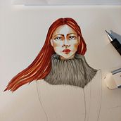 "fashion head". Traditional illustration project by sophia - 12.20.2021