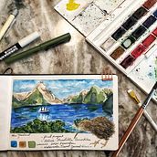My project in Watercolor Travel Journal course. Traditional illustration, Watercolor Painting, Architectural Illustration, and Sketchbook project by Julia Agresta - 12.22.2021