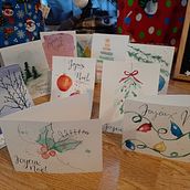 Cartes de Noël à l'aquarelle. Traditional illustration, Arts, Crafts, Painting, Calligraph, and Watercolor Painting project by Catherine - 12.24.2021