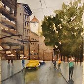 Mi Proyecto del curso: Paisajes urbanos en acuarela. Projekt z dziedziny Malowanie akwarelą,  R, sunek architektoniczn i  Sztuki piękne użytkownika Anna GIFRE - 28.12.2021