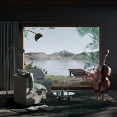Cello by the lake: my project in Interior ArchViz course by Camille Boldt. Architecture, Interior Architecture, Digital Architecture, and ArchVIZ project by Frank Bosma - 12.29.2021