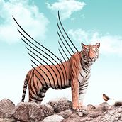 Tigre Gourmand - Merci Julien pour ce cours incroyable !. Photograph, Collage, Photo Retouching, Digital Illustration, Photographic Composition, and Photomontage project by Loris LAM - 12.29.2021