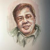 My project in Artistic Portrait with Watercolors course - Ronald. Fine Arts, Painting, Watercolor Painting, and Portrait Drawing project by monetcalderon - 12.30.2021