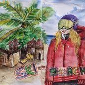 Ski-Beach. Sketchbook project by claudia.greifensee - 01.01.2022