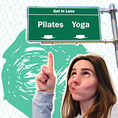 'Pilates vs Yoga' - Digital illustration for email newsletter. Traditional illustration, Digital Illustration, and Digital Marketing project by Claire Knights - 11.30.2021