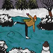 Ice skater postcard illustration Ein Projekt aus dem Bereich Traditionelle Illustration und Produktdesign von Lise Goossens - 02.01.2022