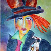 Dame Chapeau. Acr, lic Painting, and Collage project by Josée Adam - 09.01.2019