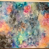 Galaxy, Jellyfish. Un proyecto de Pintura a la acuarela de Jordan - 02.01.2022