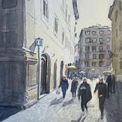 Rome, Via Maddalena. Ilustração tradicional projeto de Kees Mackenbach - 03.01.2022