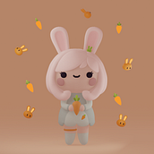 The Usagi - Meu projeto do curso: Criação de personagens Kawaii em 3D com Blender. Projekt z dziedziny Tradycyjna ilustracja, Projektowanie postaci, Ilustracja cyfrowa,  Modelowanie 3D i Manga użytkownika Marinna Raisa Damaso Costa - 02.01.2022