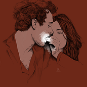 Jude Law & Sienna Miller at Wimbledon 2004. Ilustração tradicional, Criatividade, Desenho, Desenho a lápis, Ilustração digital, Desenho de retrato, Desenho realista, Desenho artístico, e Desenho digital projeto de Estela Arruego - 03.01.2022